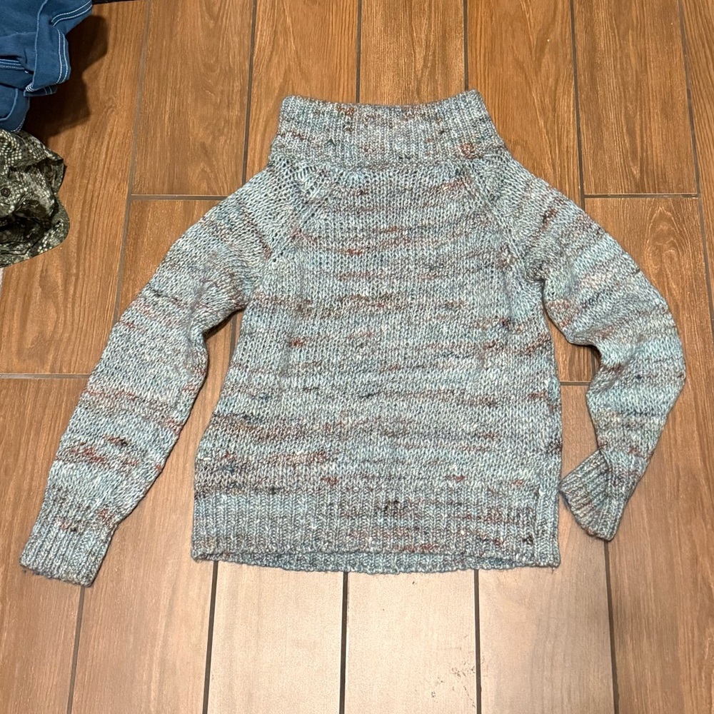 Moth Speckled Blue Turtleneck Sweater